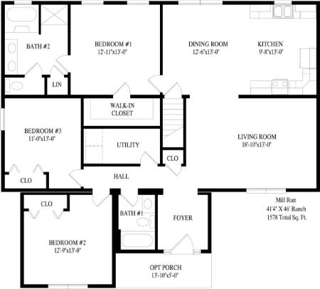 Mill Run Modular Home Floor Plan